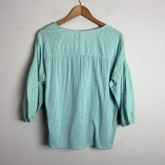Anthropologie Dolan Top Womens Large Seafoam Swiss Dot Textured Cotton Shirt L - Picture 7 of 8